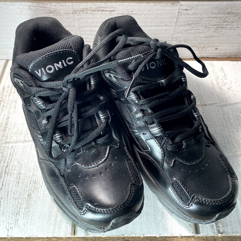 Vionic Classic Walker Sneaker 23Walk Black Orthotic Comfort Shoes Size 7.5